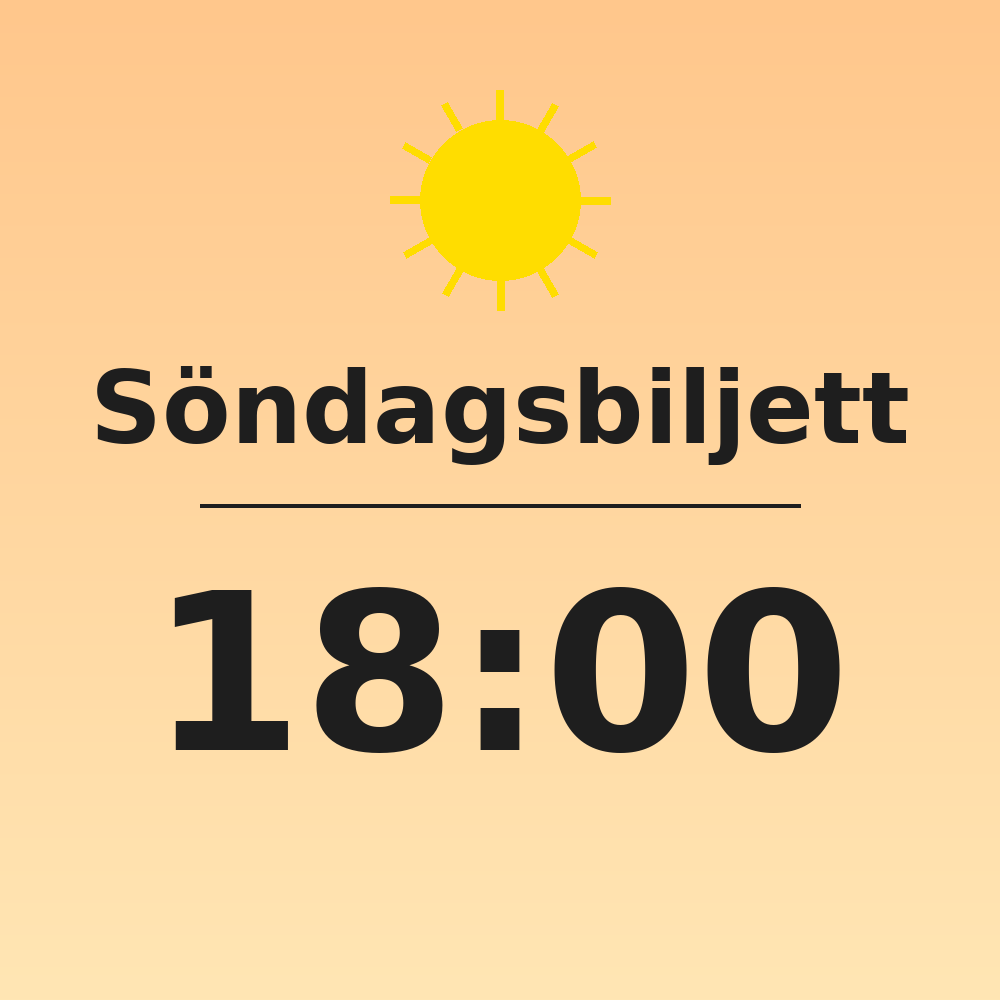 Biljett - Söndag 27 juli 18:00